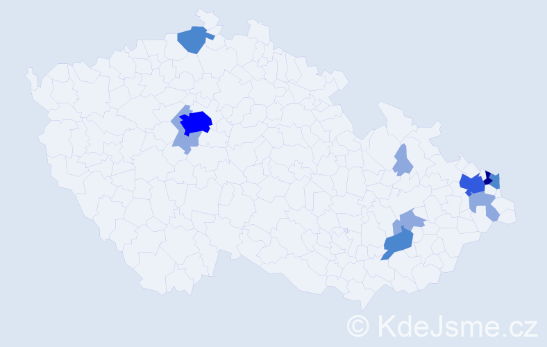 Příjmení: 'Kurus', počet výskytů 22 v celé ČR
