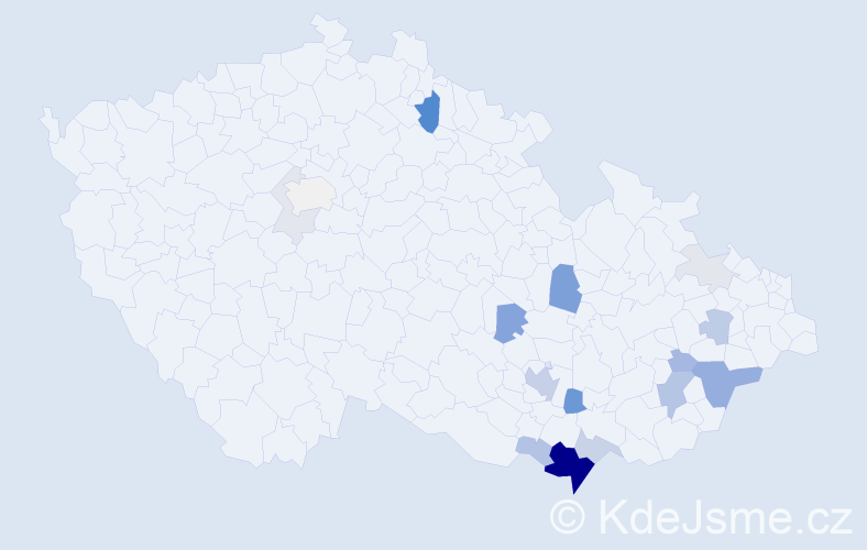 Příjmení: 'Zonygová', počet výskytů 63 v celé ČR