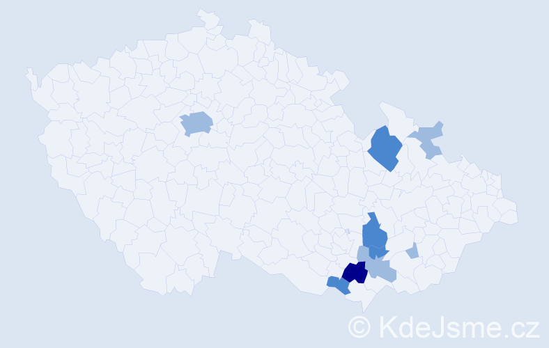 Příjmení: 'Babirád', počet výskytů 17 v celé ČR