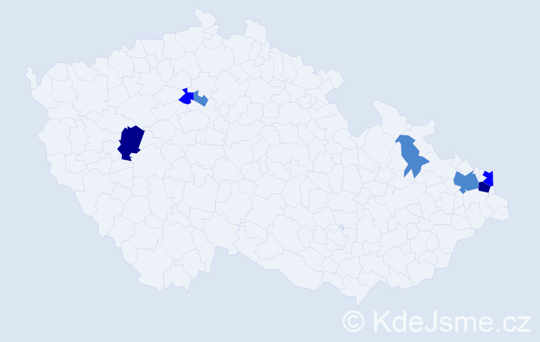 Příjmení: 'Čamaj', počet výskytů 13 v celé ČR