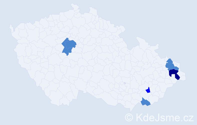 Příjmení: 'Zajvarová', počet výskytů 11 v celé ČR
