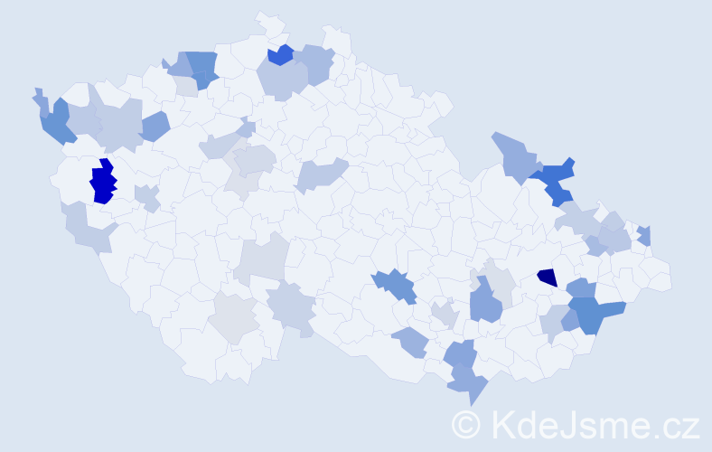 Příjmení: 'Krajčíková', počet výskytů 118 v celé ČR