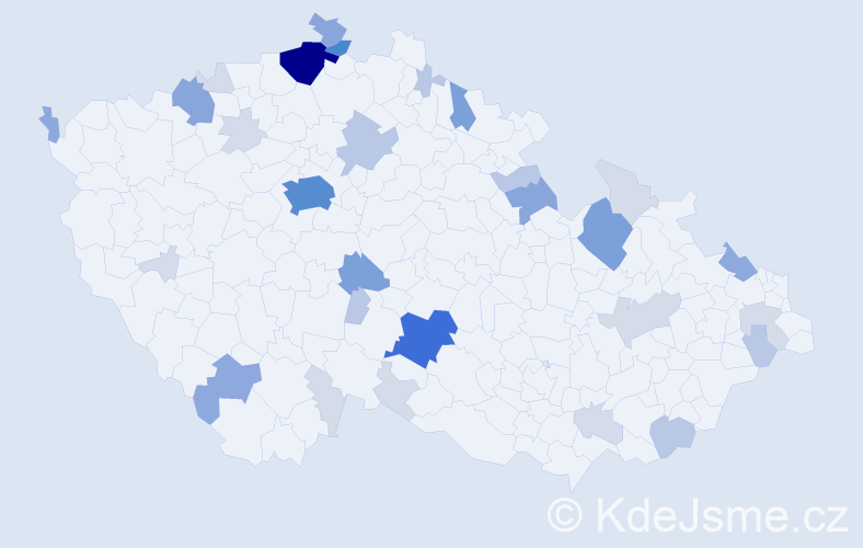 Příjmení: 'Čičáková', počet výskytů 105 v celé ČR
