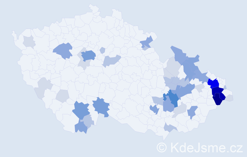 Příjmení: 'Kubaláková', počet výskytů 139 v celé ČR