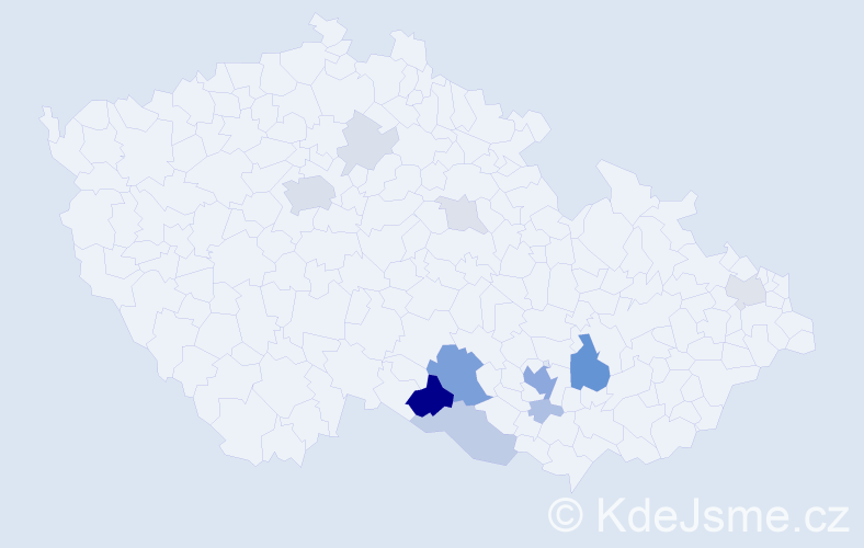 Příjmení: 'Mittner', počet výskytů 43 v celé ČR
