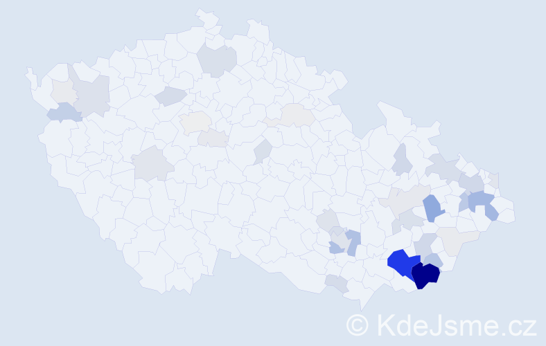 Příjmení: 'Kroča', počet výskytů 186 v celé ČR