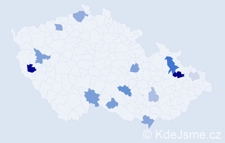 Příjmení: 'Molo', počet výskytů 24 v celé ČR