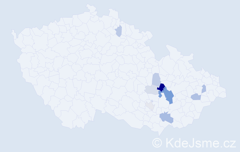 Příjmení: 'Najbr', počet výskytů 25 v celé ČR