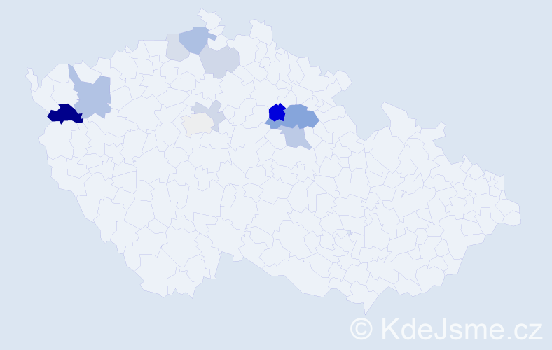 Příjmení: 'Mydloch', počet výskytů 23 v celé ČR