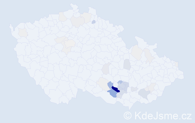 Příjmení: 'Badin', počet výskytů 135 v celé ČR