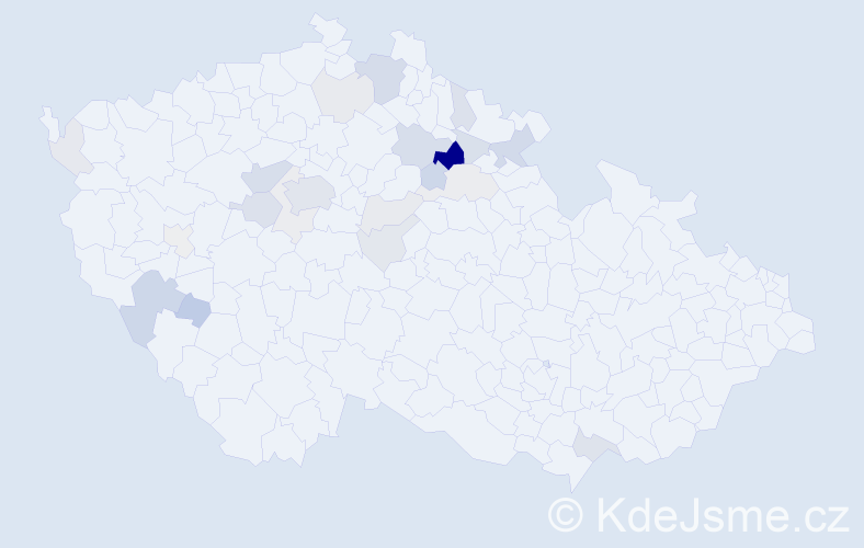 Příjmení: 'Kněžourek', počet výskytů 64 v celé ČR