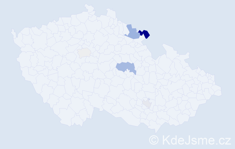 Příjmení: 'Dimter', počet výskytů 9 v celé ČR