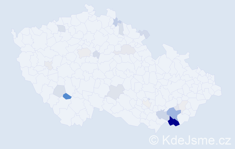 Příjmení: 'Kuřina', počet výskytů 87 v celé ČR