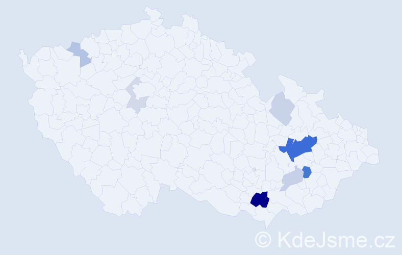 Příjmení: 'Tihlářová', počet výskytů 23 v celé ČR