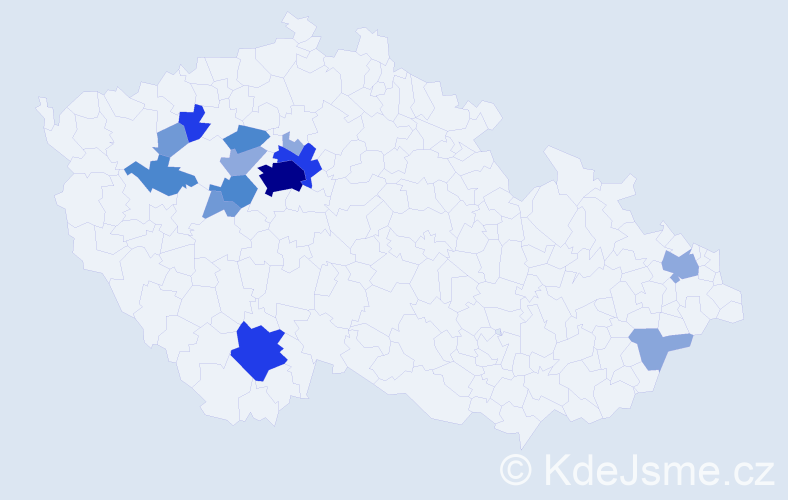 Příjmení: 'Kináč', počet výskytů 50 v celé ČR