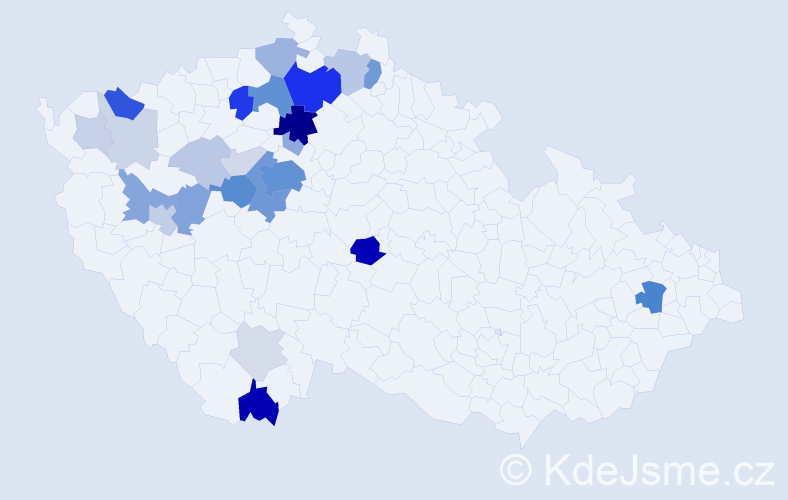 Příjmení: 'Přáda', počet výskytů 106 v celé ČR