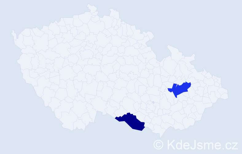 Příjmení: 'Au', počet výskytů 2 v celé ČR