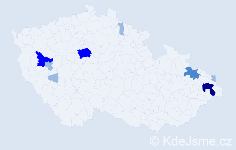 Příjmení: 'Elek', počet výskytů 16 v celé ČR