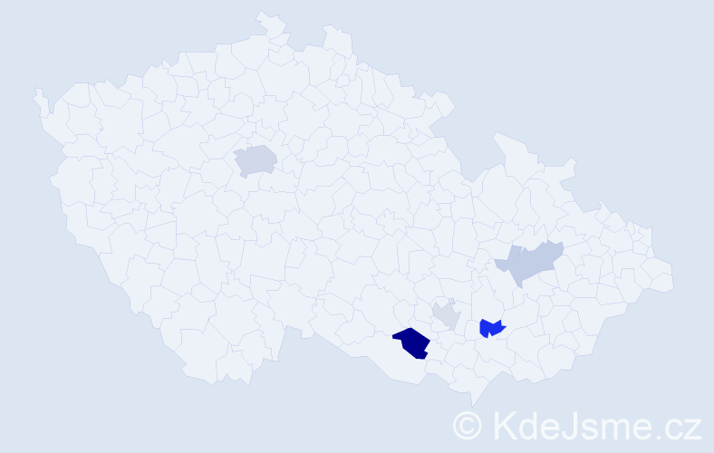 Příjmení: 'Burjanová', počet výskytů 9 v celé ČR