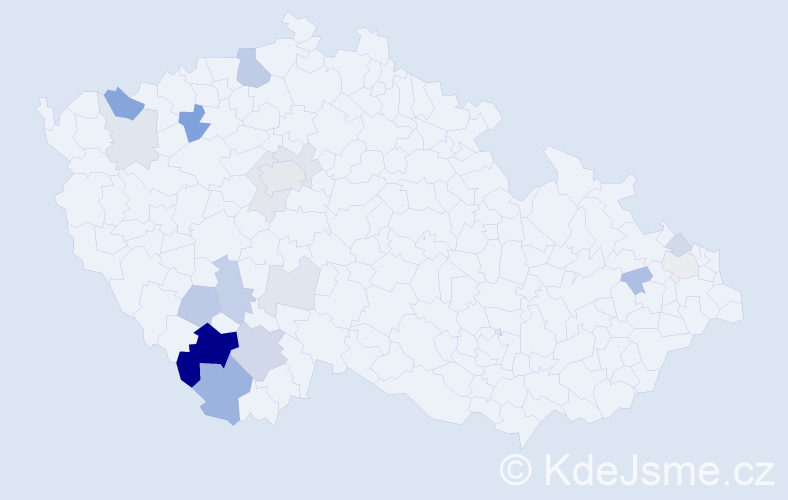 Příjmení: 'Pintr', počet výskytů 47 v celé ČR