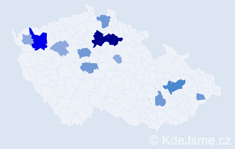 Příjmení: 'Vynikal', počet výskytů 33 v celé ČR