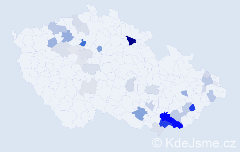 Příjmení: 'Robková', počet výskytů 125 v celé ČR