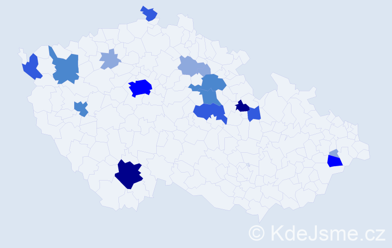 Příjmení: 'Kada', počet výskytů 42 v celé ČR