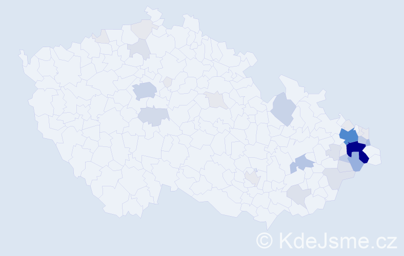 Příjmení: 'Biolek', počet výskytů 136 v celé ČR