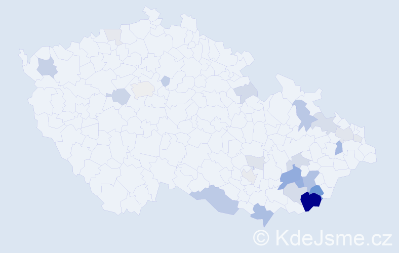 Příjmení: 'Varaďová', počet výskytů 78 v celé ČR
