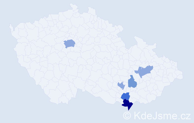 Příjmení: 'Zhejbalová', počet výskytů 20 v celé ČR