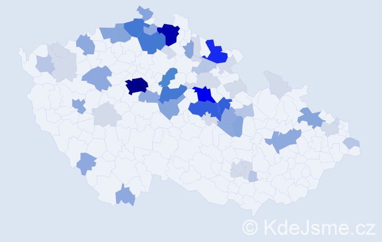 Příjmení: 'Košnar', počet výskytů 201 v celé ČR