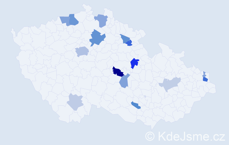 Příjmení: 'Kittnar', počet výskytů 33 v celé ČR