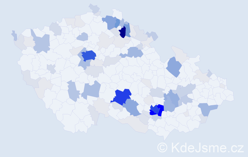 Příjmení: 'Kousal', počet výskytů 407 v celé ČR