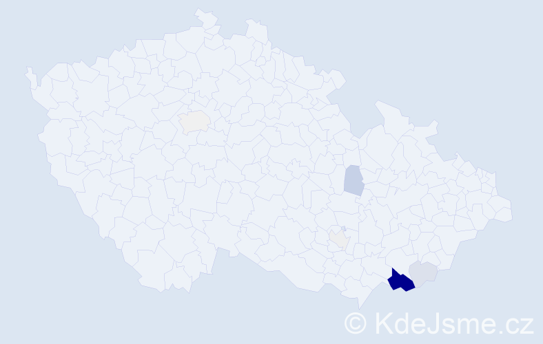 Příjmení: 'Bančák', počet výskytů 21 v celé ČR
