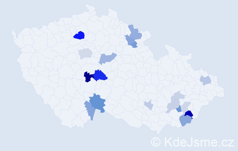 Příjmení: 'Blahošová', počet výskytů 44 v celé ČR