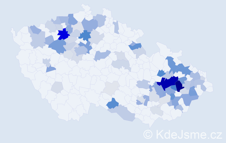Příjmení: 'Kubáčová', počet výskytů 294 v celé ČR