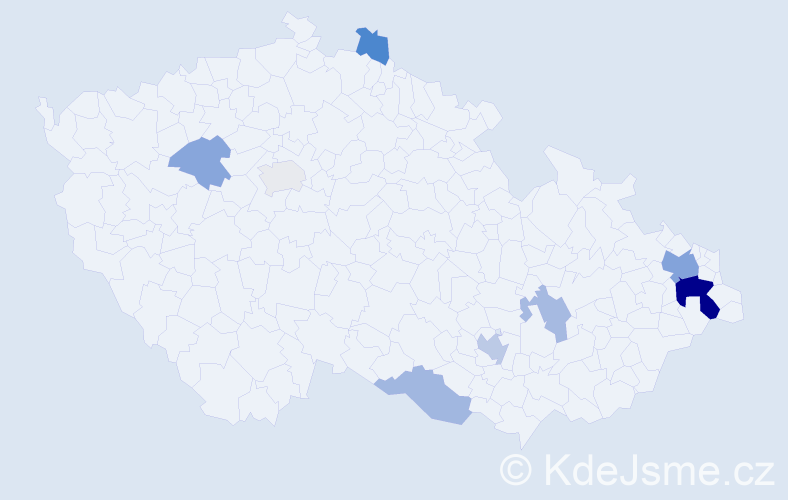 Příjmení: 'Pazděrová', počet výskytů 18 v celé ČR