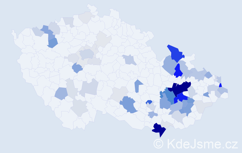 Příjmení: 'Skoupilová', počet výskytů 265 v celé ČR
