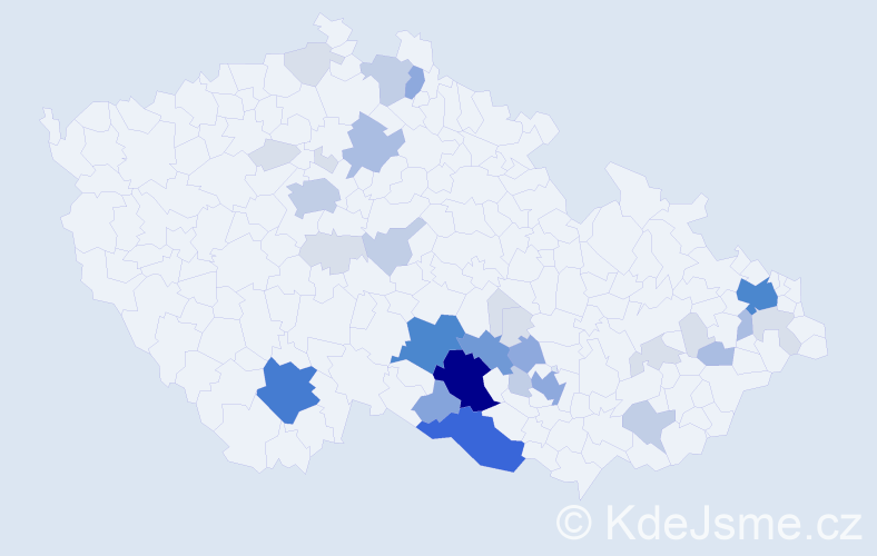 Příjmení: 'Čtveráčková', počet výskytů 116 v celé ČR
