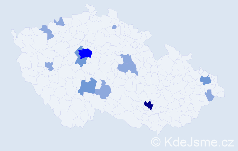 Příjmení: 'Géci', počet výskytů 24 v celé ČR