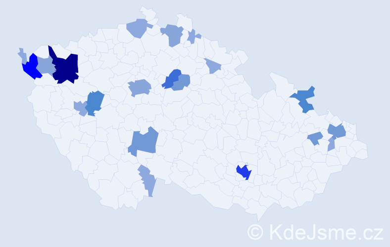 Příjmení: 'Bikar', počet výskytů 60 v celé ČR