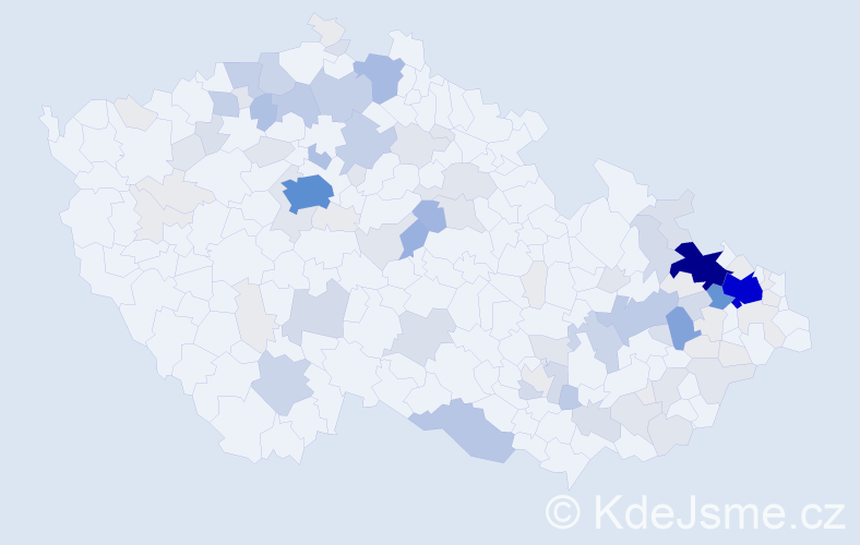 Příjmení: 'Hon', počet výskytů 402 v celé ČR