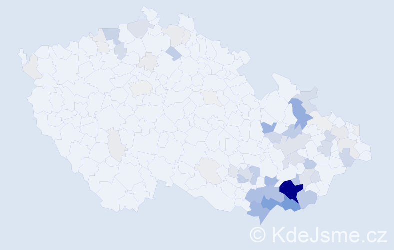 Příjmení: 'Křivák', počet výskytů 279 v celé ČR