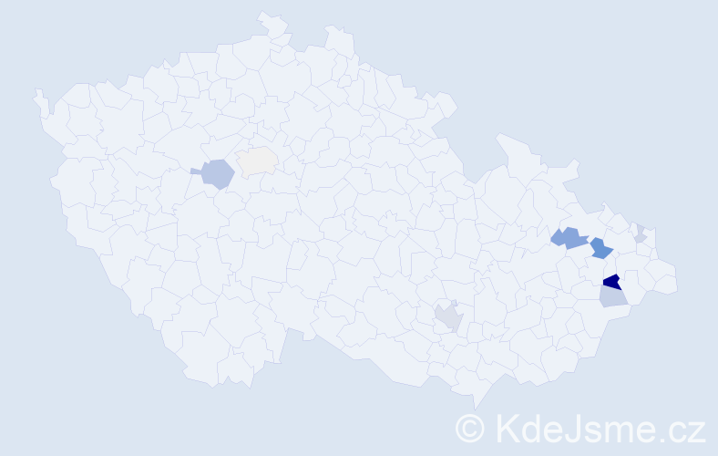 Příjmení: 'Urbásek', počet výskytů 18 v celé ČR