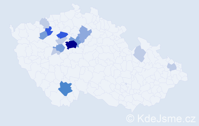 Příjmení: 'Kináč', počet výskytů 45 v celé ČR