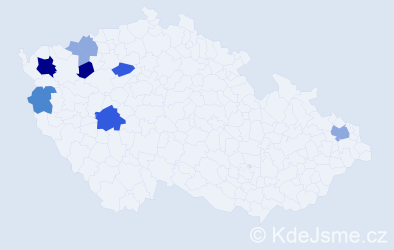 Příjmení: 'Čóka', počet výskytů 21 v celé ČR