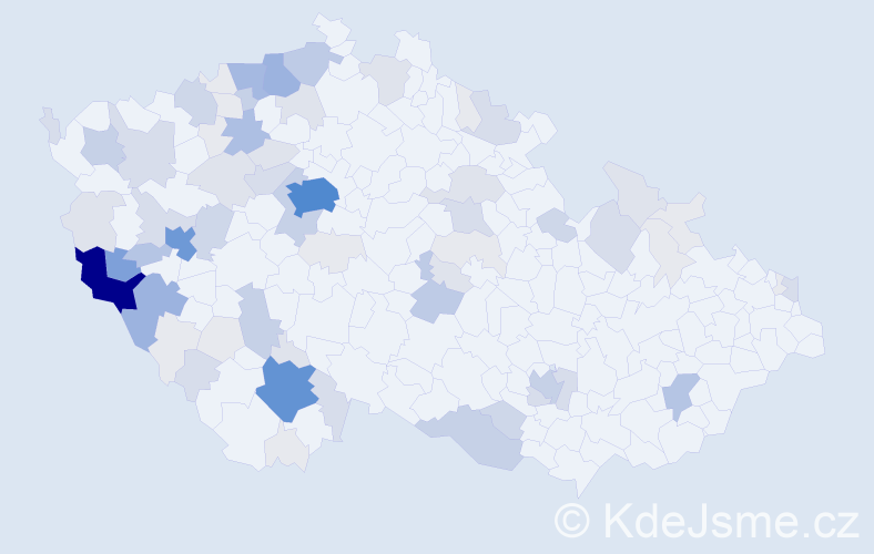 Příjmení: 'Kabourek', počet výskytů 318 v celé ČR