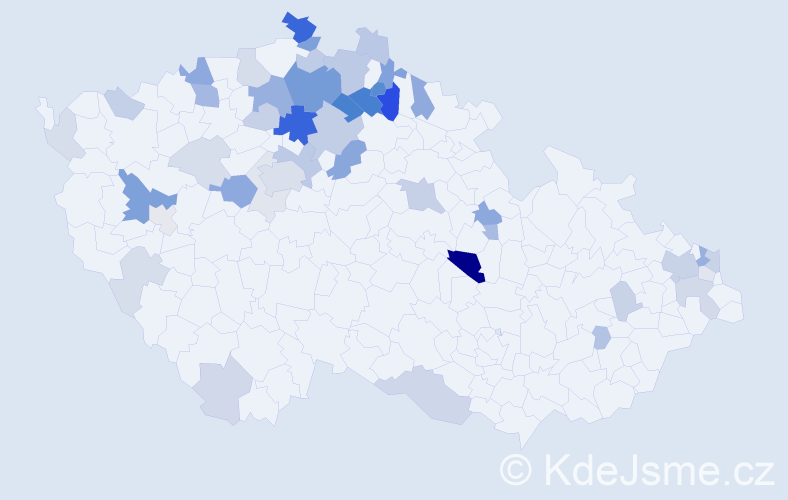 Příjmení: 'Vajsová', počet výskytů 135 v celé ČR
