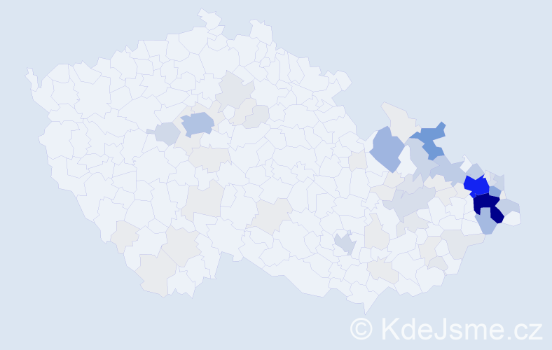 Příjmení: 'Muroňová', počet výskytů 302 v celé ČR
