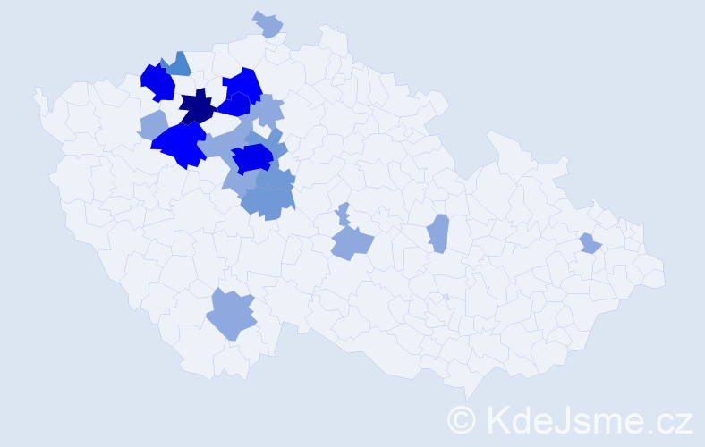 Příjmení: 'Kloub', počet výskytů 48 v celé ČR